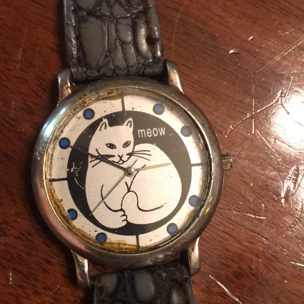 Meow Cat Watch Face - genuine buffalo watch band